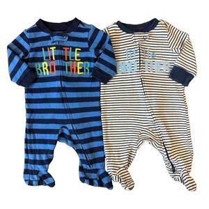 Baby Boy 0/3 Months Little Brother Footed Sleepers Outfits Zippered Sleep N Play